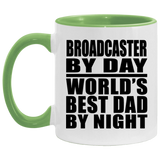 Broadcaster By Day World's Best Dad By Night - 11oz Accent Mug Green