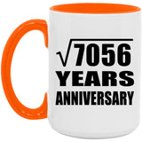 84th Anniversary Square Root of 7056 Years Anniversary - 15oz Accent Mug Orange