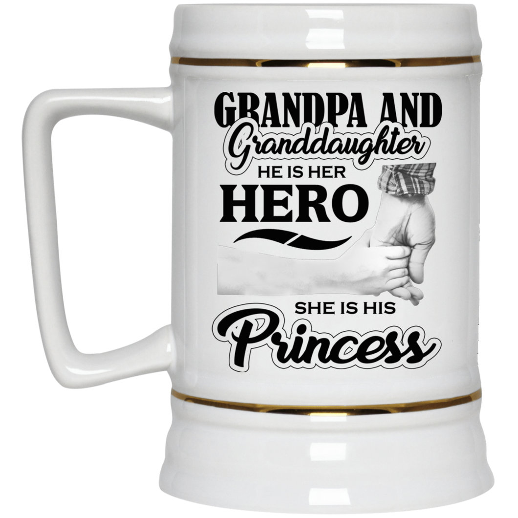 Grandpa & Granddaughter, He is Her Hero, She is His Princess - Beer Stein