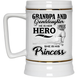 Grandpa & Granddaughter, He is Her Hero, She is His Princess - Beer Stein