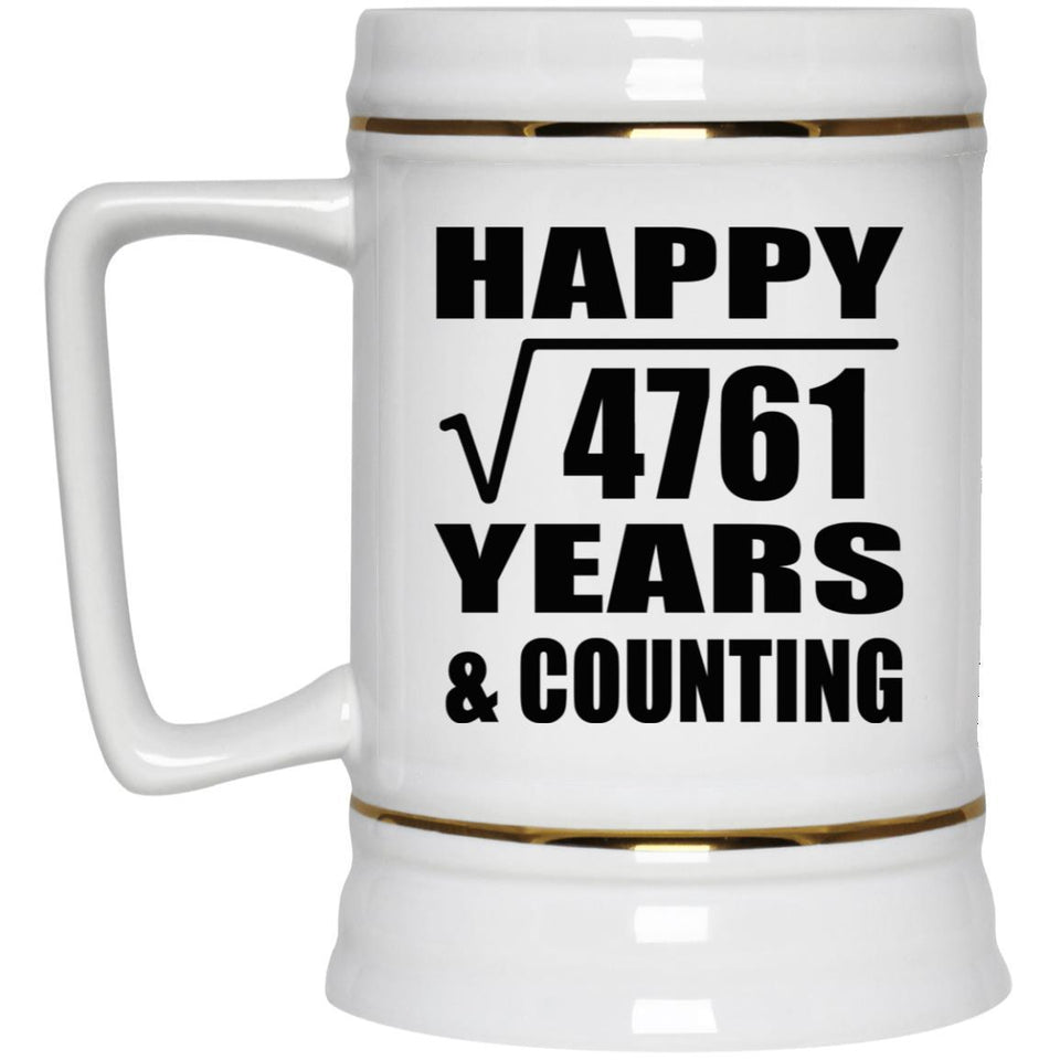 Happy 69th Anniversary Square Root of 4761 Years & Counting - Beer Stein