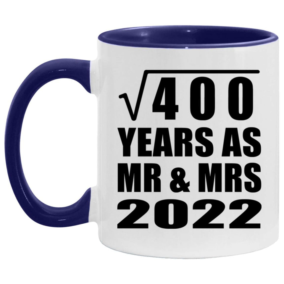 20th Anniversary Square Root of 400 Years As Mr & Mrs 2022 - 11oz Accent Mug Purple