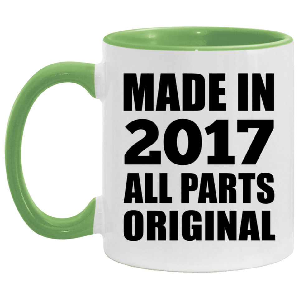 7th Birthday Made in 2017 All Parts Original - 11oz Accent Mug Green