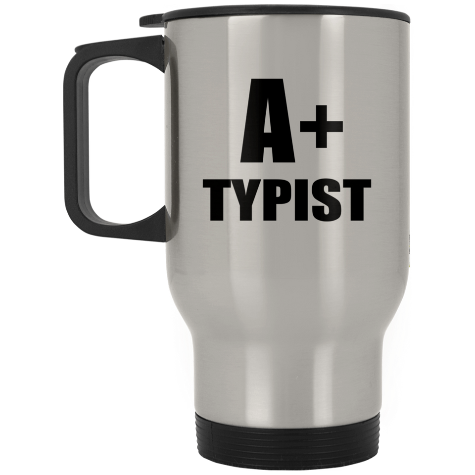 A+ Typist - Silver Travel Mug