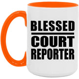 Blessed Court Reporter - 15oz Accent Mug Orange