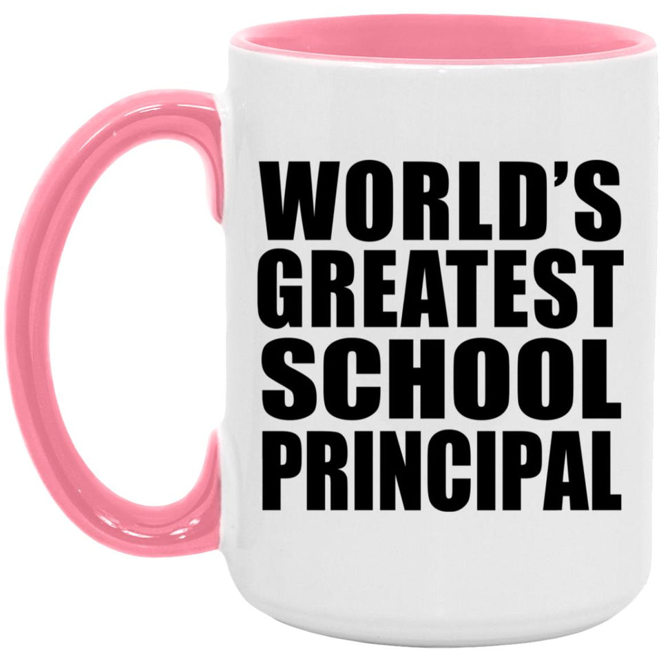 World's Greatest School Principal - 15oz Accent Mug Pink