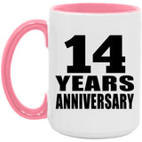 14th Anniversary 14 Years Anniversary - 15oz Accent Mug Pink