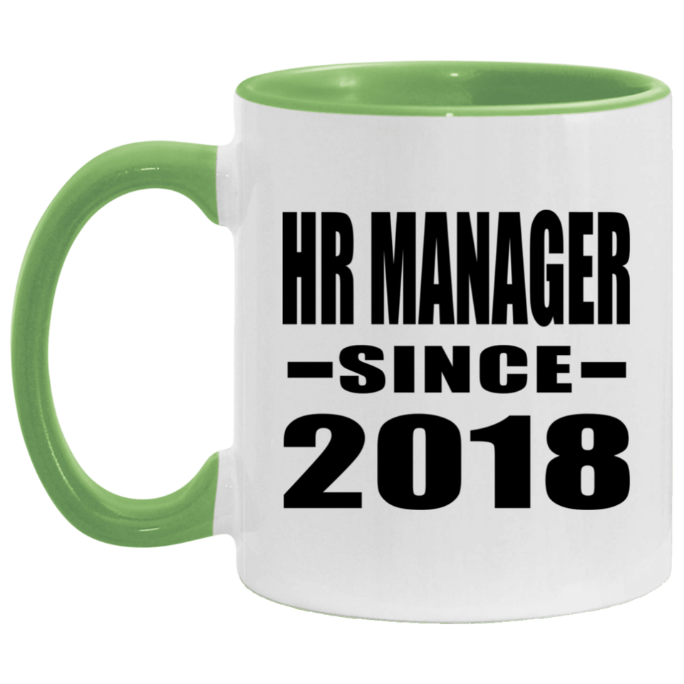 HR Manager Since 2018 - 11oz Accent Mug Green