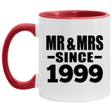 25th Anniversary Mr & Mrs Since 1999 - 11oz Accent Mug Red