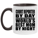 Court Reporter By Day World's Best Mom By Night - 11oz Accent Mug Black
