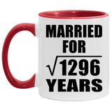 36th Anniversary Married For Square Root of 1296 Years - 11oz Accent Mug Red
