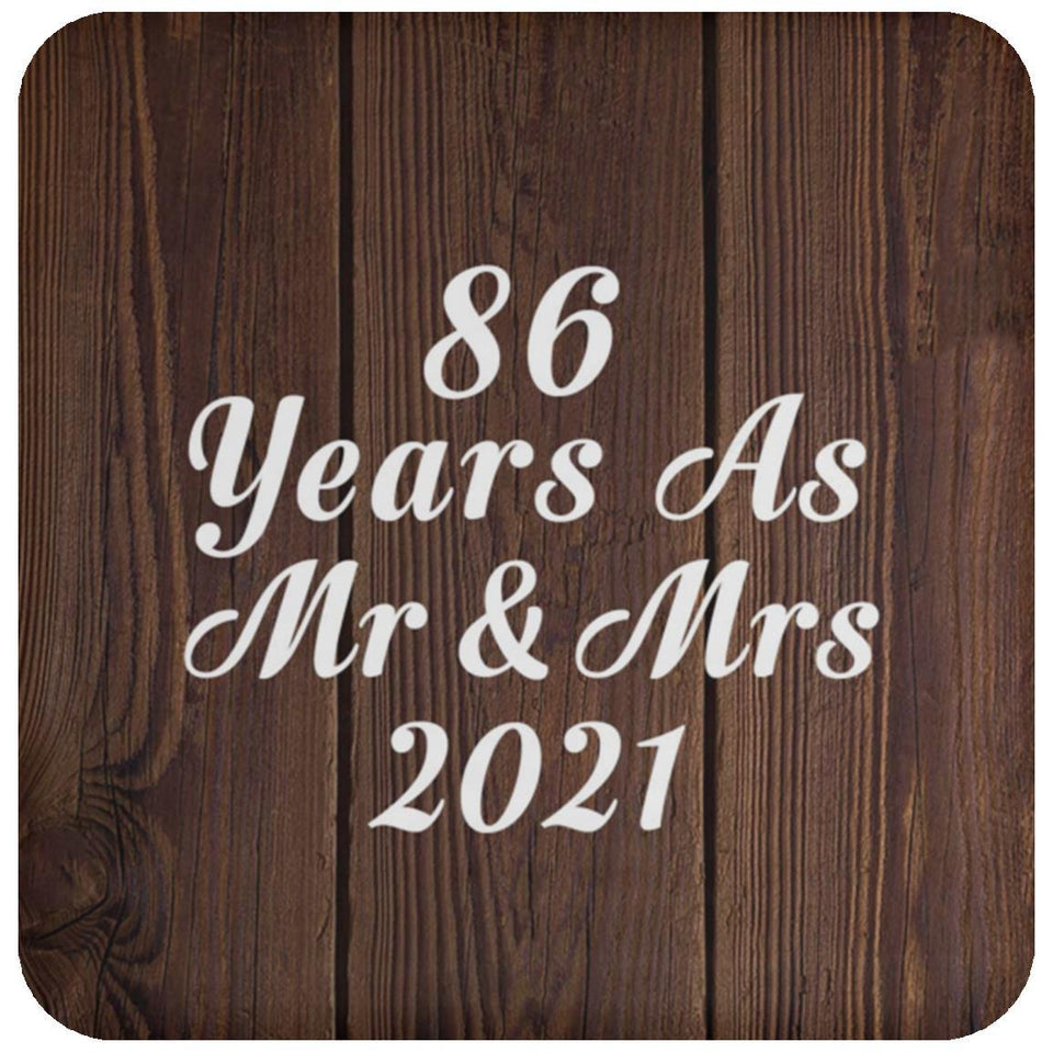 86th Anniversary 86 Years As Mr & Mrs 2021 - Drink Coaster D