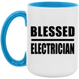 Blessed Electrician - 15oz Accent Mug Blue