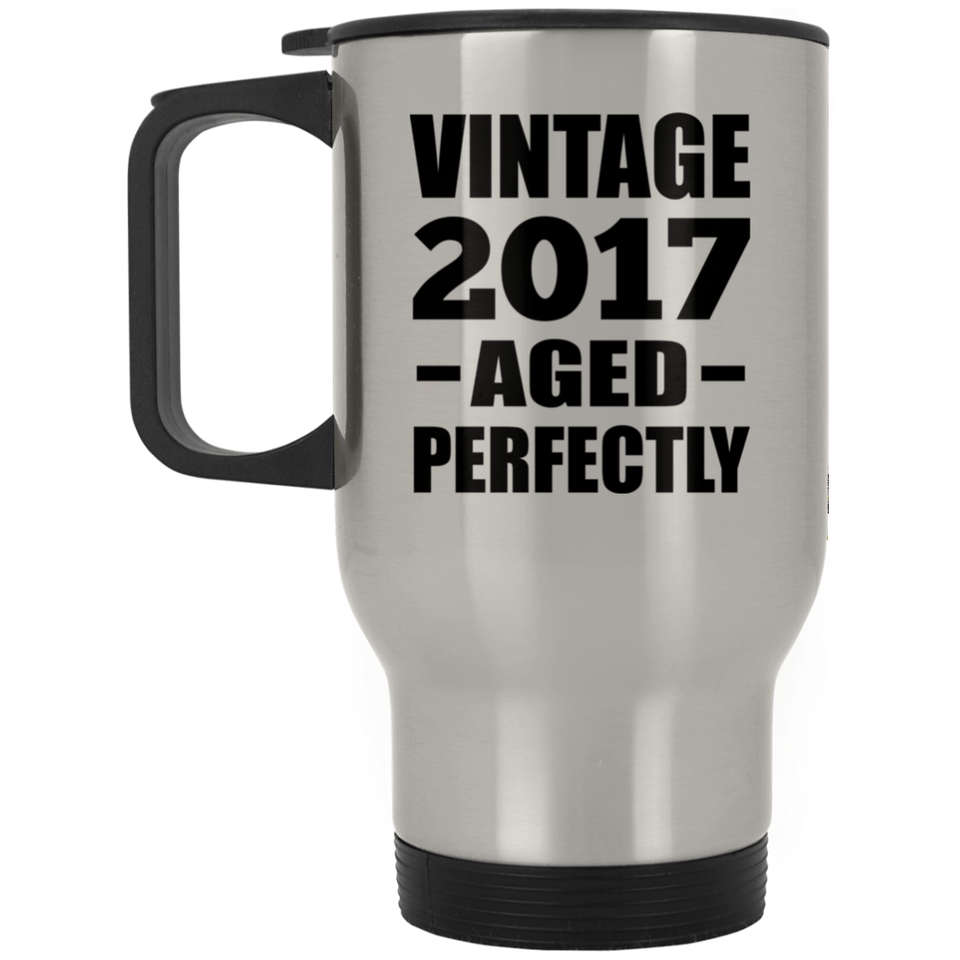 7th Birthday Vintage 2017 Aged Perfectly - Silver Travel Mug