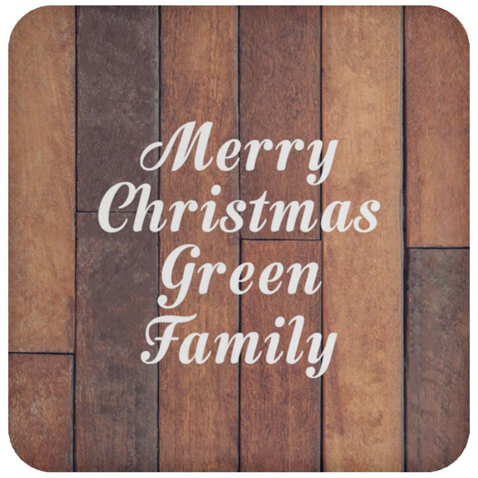 Merry Christmas Green Family - Drink Coaster E