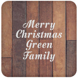 Merry Christmas Green Family - Drink Coaster E