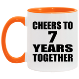 7th Anniversary Cheers To 7 Years Together - 11oz Accent Mug Orange