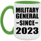Military General Since 2023 - 15oz Accent Mug Green