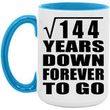 12th Anniversary Square Root of 144 Years Down Forever To Go - 15oz Accent Mug Blue
