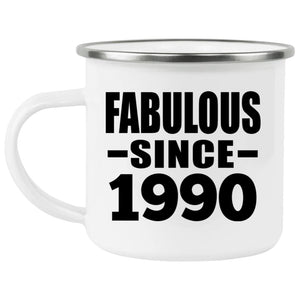 34th Birthday Fabulous Since 1990 - 12oz Camping Mug