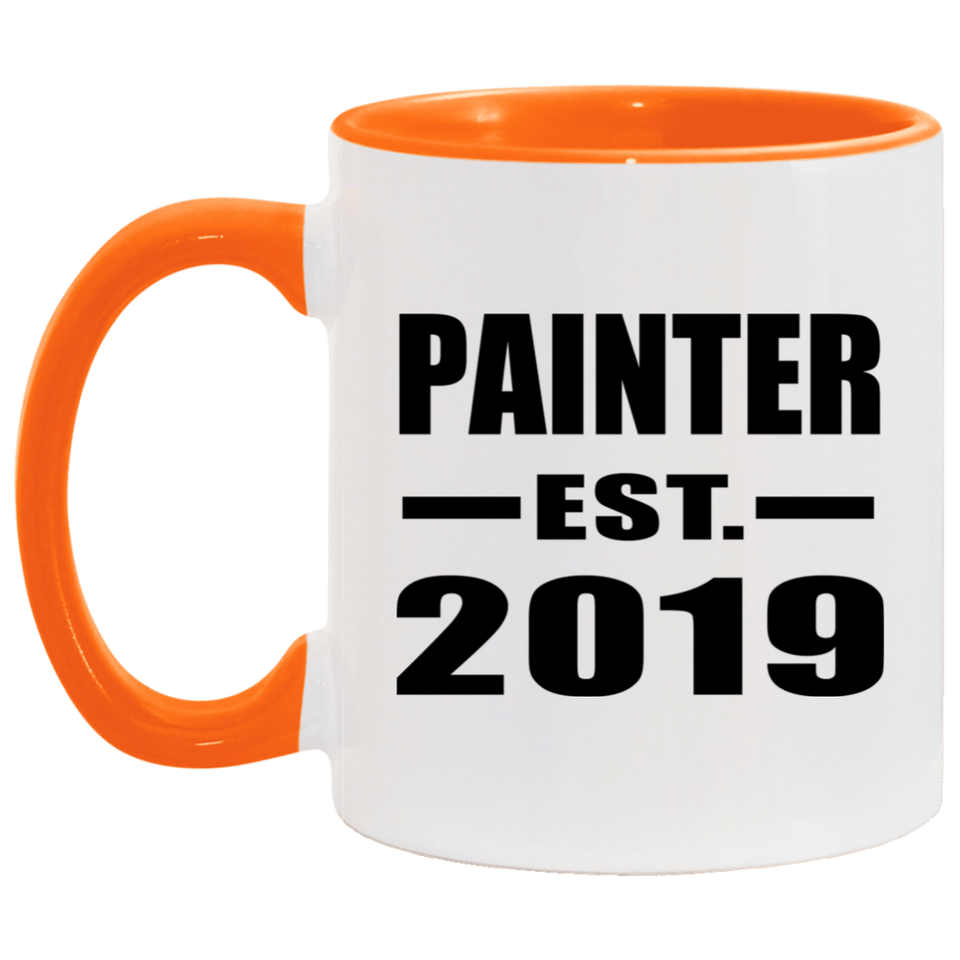 Painter Established EST. 2019 - 11oz Accent Mug Orange