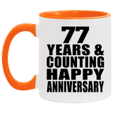 Happy 77th Anniversary 77 Years & Counting - 11oz Accent Mug Orange