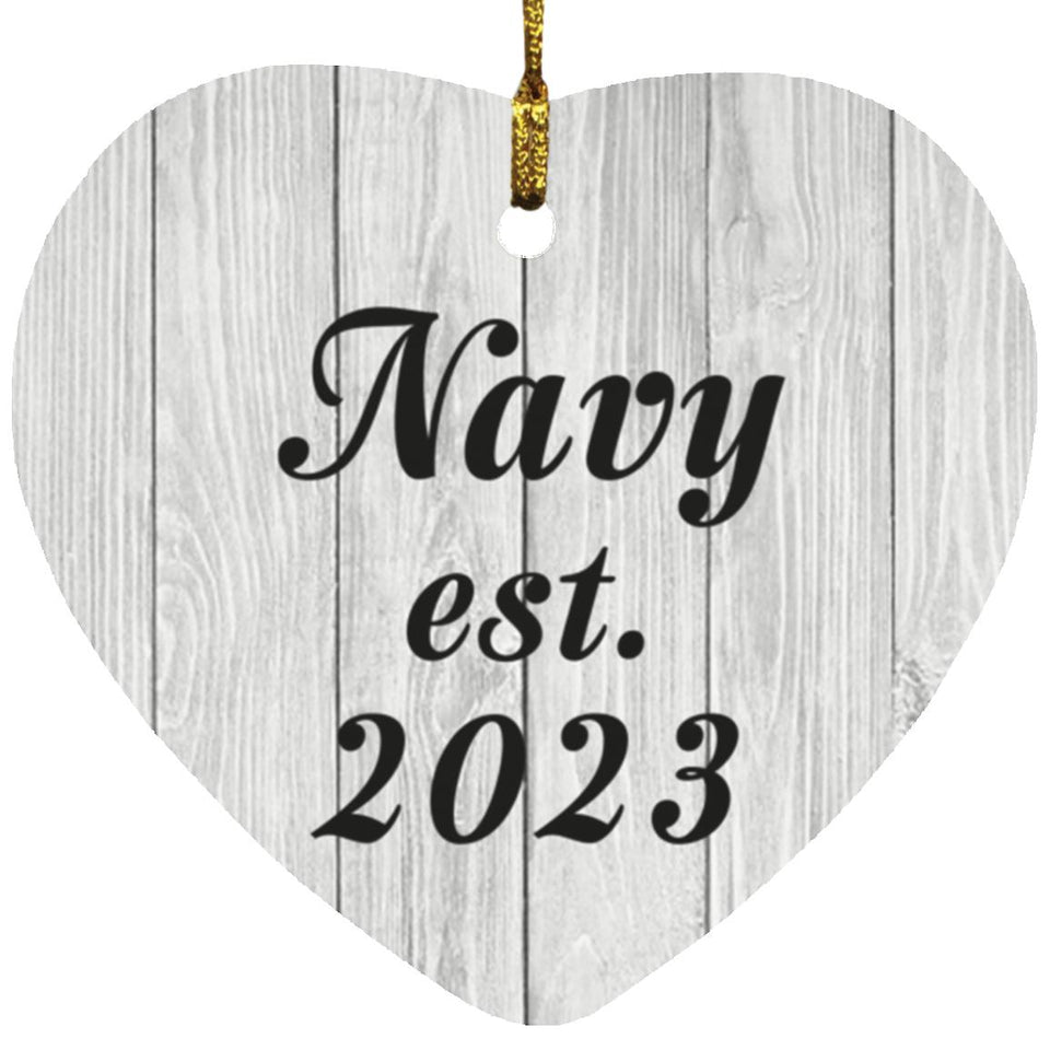 Navy Established Est. 2023 - Heart Ornament F