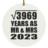 63rd Anniversary Square Root of 3969 Years As Mr & Mrs 2023 - Circle Ornament