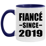 Fiance Since 2019 - 11oz Accent Mug Purple