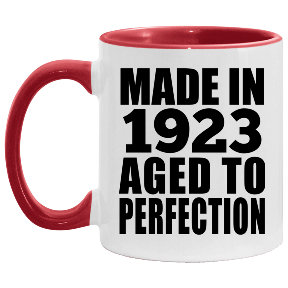 101st Birthday Made In 1923 Aged to Perfection - 11oz Accent Mug Red