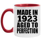 101st Birthday Made In 1923 Aged to Perfection - 11oz Accent Mug Red