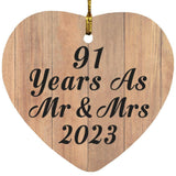 91 Years As Mr & Mrs 2023 - Heart Ornament C