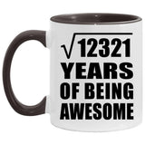 111th Birthday Square Root of 12321 Years of Being Awesome - 11oz Accent Mug Black