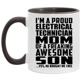 Proud Electrical Technician Mom Of Awesome Son - 11oz Accent Mug Black