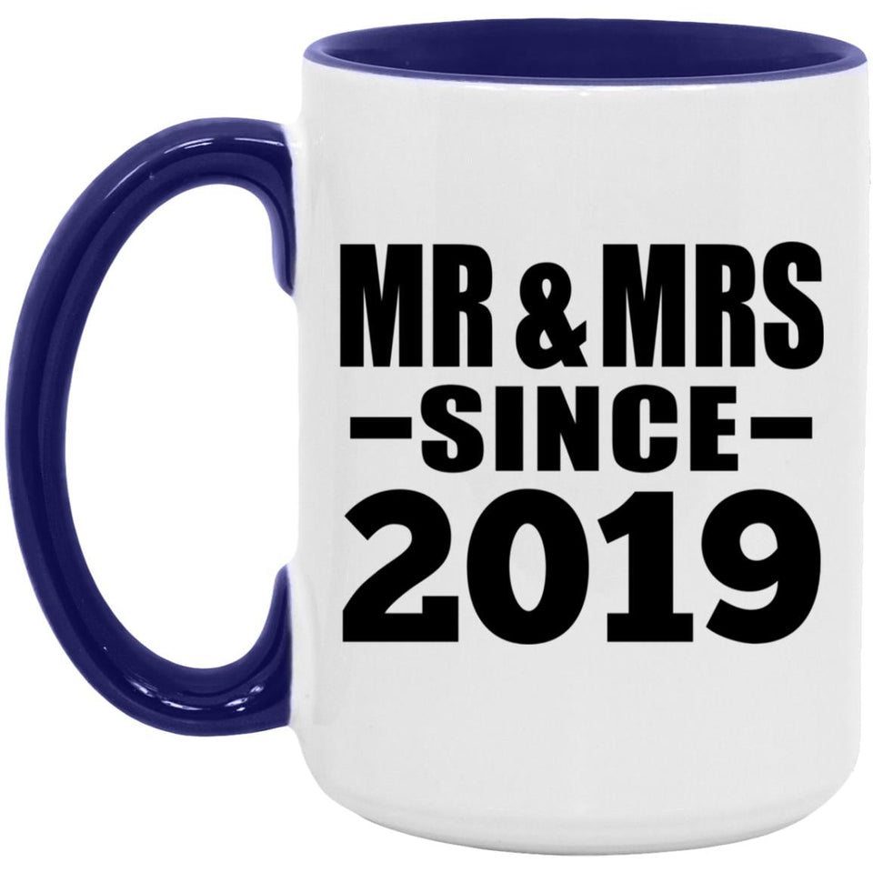 5th Anniversary Mr & Mrs Since 2019 - 15oz Accent Mug Purple