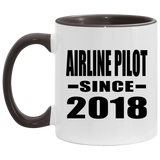 Airline Pilot Since 2018 - 11oz Accent Mug Black