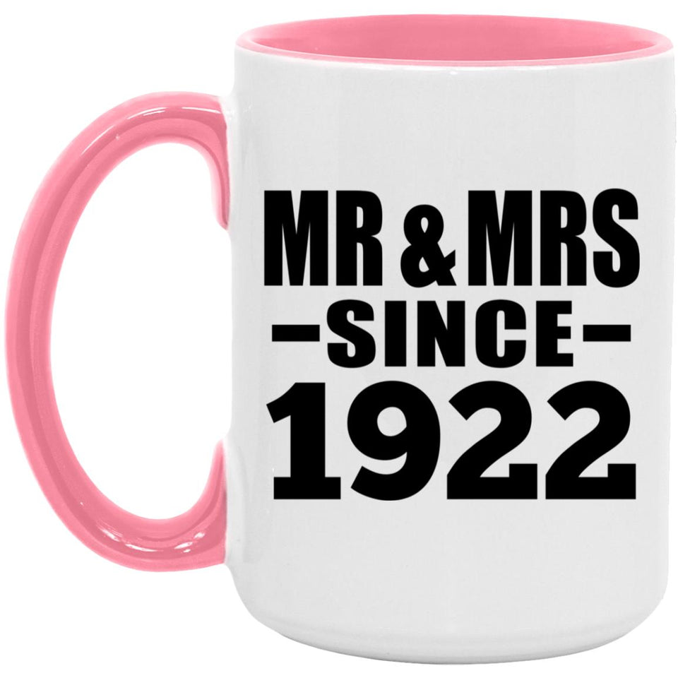 102nd Anniversary Mr & Mrs Since 1922 - 15oz Accent Mug Pink