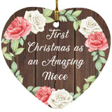 First Christmas As an Amazing Niece - Heart Ornament A