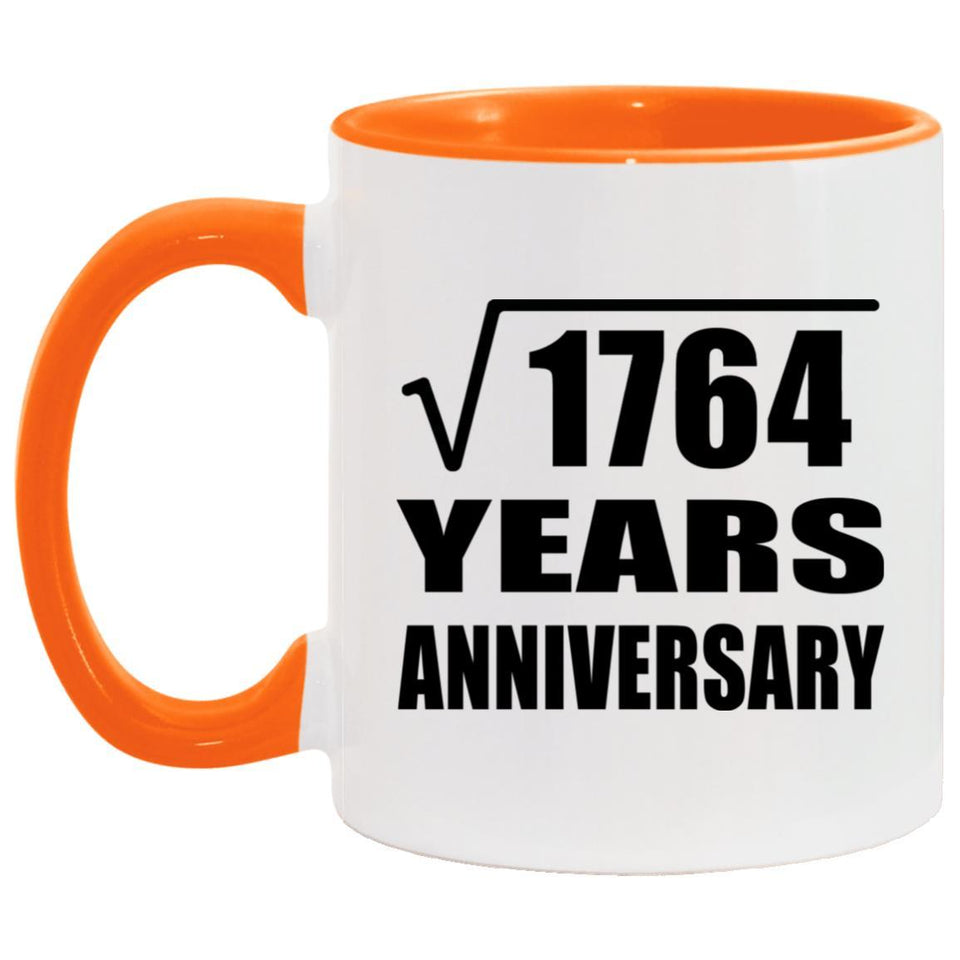42nd Anniversary Square Root of 1764 Years Anniversary - 11oz Accent Mug Orange