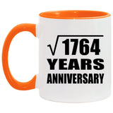 42nd Anniversary Square Root of 1764 Years Anniversary - 11oz Accent Mug Orange