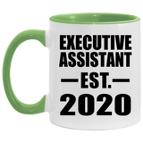 Executive Assistant Established EST. 2020 - 11oz Accent Mug Green