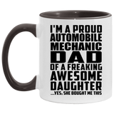 Proud Automobile Mechanic Dad Of Awesome Daughter - 11oz Accent Mug Black