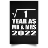 1st Anniversary Square Root of 1 Year As Mr & Mrs 2022 - Poster Portrait
