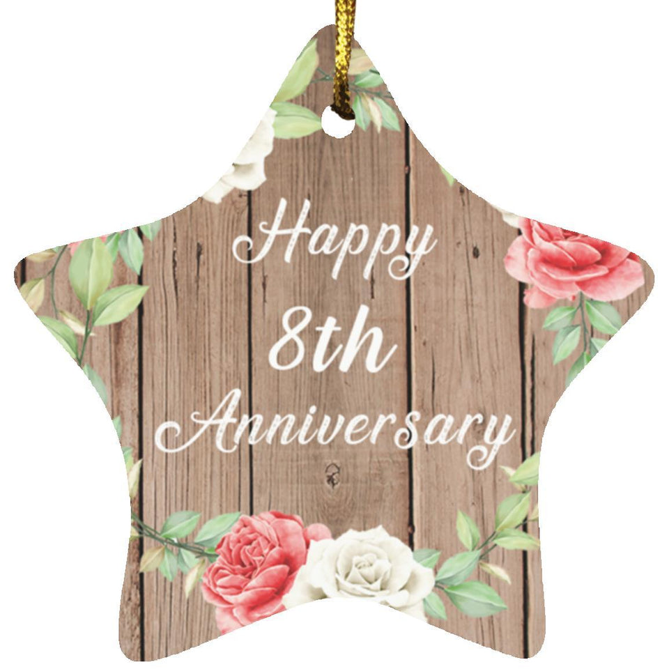 Happy 8th Anniversary - Star Ornament B