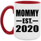 Mommy Established EST. 2020 - 15oz Accent Mug Red
