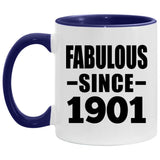 123rd Birthday Fabulous Since 1901 - 11oz Accent Mug Purple