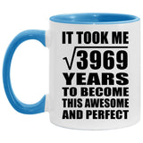 63rd Birthday Took Square Root of 3969 Years To Awesome - 11oz Accent Mug Blue
