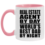 Real Estate Agent By Day World's Best Dad By Night - 11oz Accent Mug Pink
