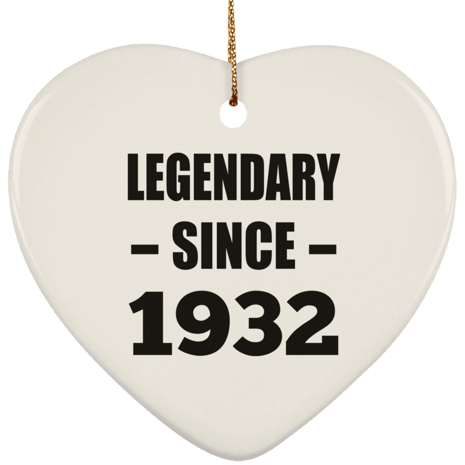 92nd Birthday Legendary Since 1932 - Heart Ornament