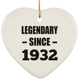 92nd Birthday Legendary Since 1932 - Heart Ornament